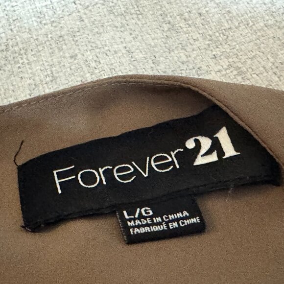 Forever21 Chiffon Drape Cardigan Jacket with Pockets, Taupe Beige, Large - Picture 12 of 13